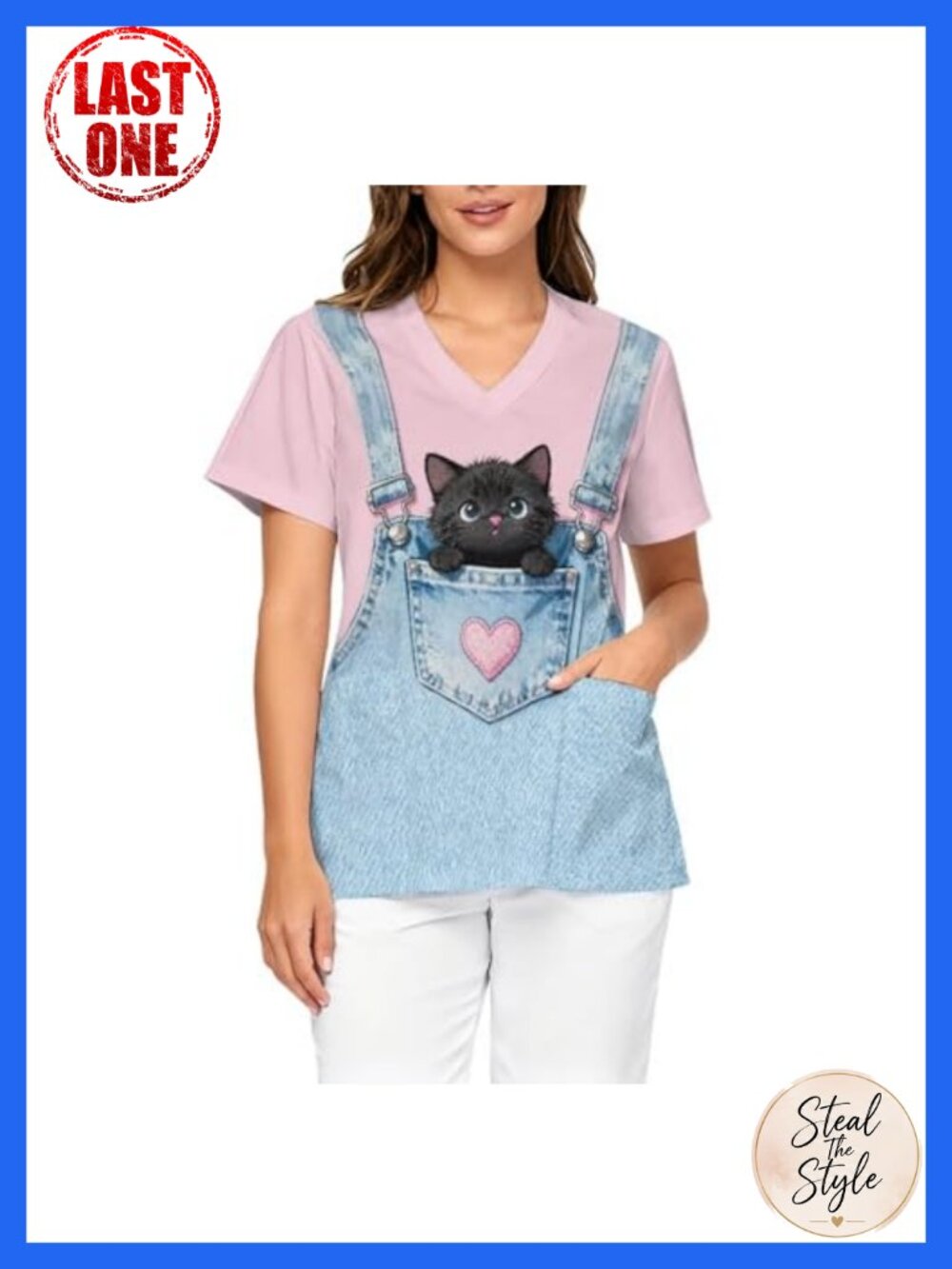 Women's V-Neck Scrub Top Short Sleeve Nurse Shirt with Pockets